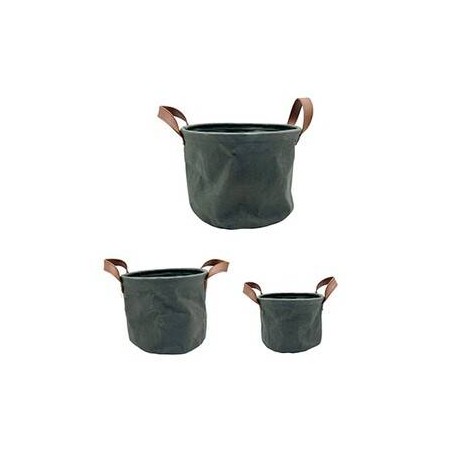 CESTO TONDO C/MANICI ø16cm TESSUTO VERDE