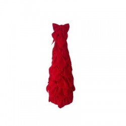 ALBERO CONO FIOCCHI IN VELLUTO ø18x51cm ROSSO