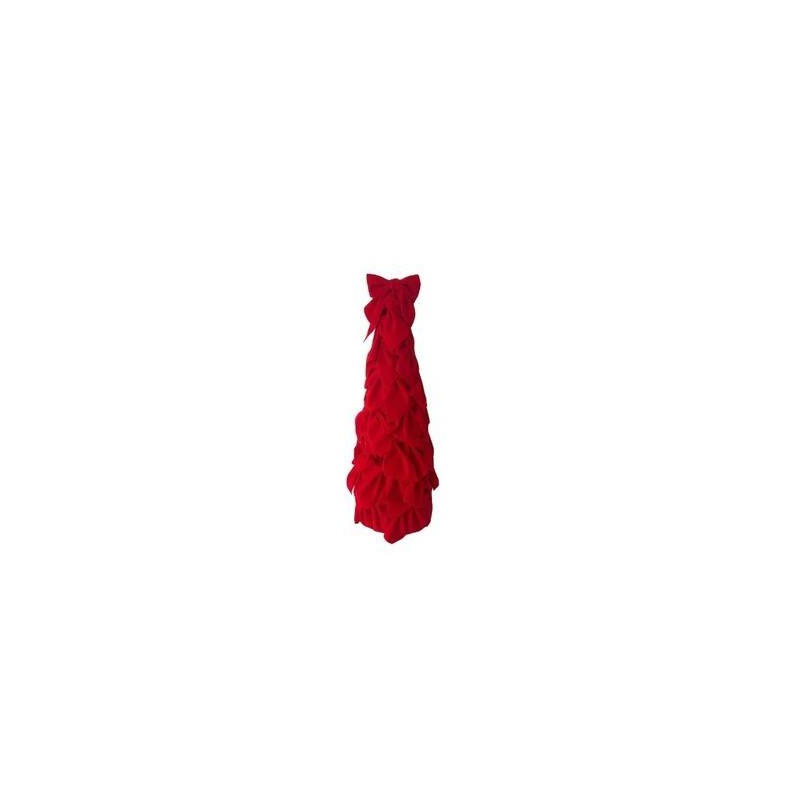 ALBERO CONO FIOCCHI IN VELLUTO ø18x51cm ROSSO
