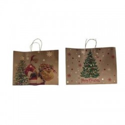 BORSA CARTA AVANA CON DECORO NATALE VINTAGE 44,5x10,5x32cm