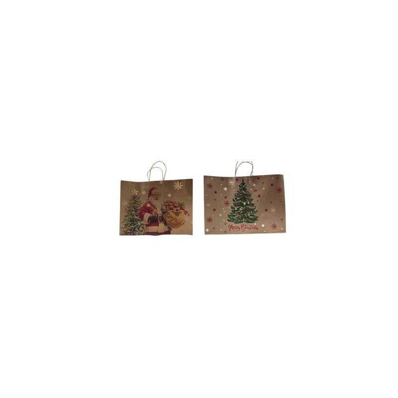 BORSA CARTA AVANA CON DECORO NATALE VINTAGE 44,5x10,5x32cm