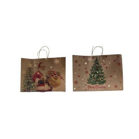 BORSA CARTA AVANA CON DECORO NATALE VINTAGE 44,5x10,5x32cm