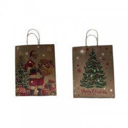 BORSA CARTA AVANA CON DECORO NATALE VINTAGE 26x13,5x32,5cm