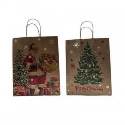 BORSA CARTA AVANA CON DECORO NATALE VINTAGE 32x10,5x44,5cm