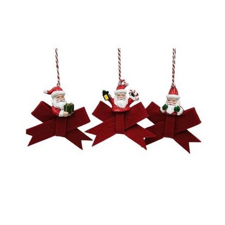 PENDENTE BABBO NATALE IN RESINA C/FIOCCO 11x3x10cm ASS.TI 1pz
