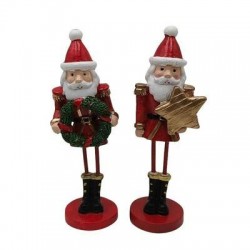 BABBO NATALE IN RESINA C/ GAMBE LUNGHE H.13,5cm ASS.TI 1pz