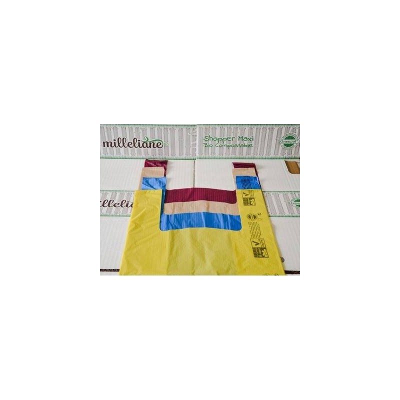 SHOPPER COMPOST MILLELIANE MEDIE 27+7+7x50cm gr.9 300pz VERDE ACIDO