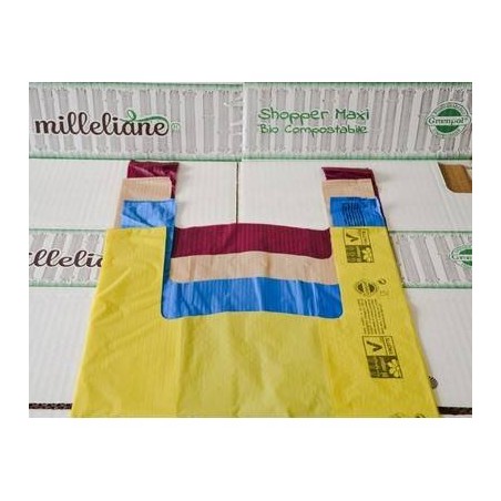SHOPPER COMPOST MILLELIANE MEDIE 27+7+7x50cm gr.9 300pz VERDE ACIDO