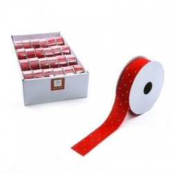 NASTRO TESSUTO cm2,5x2,7mt ROSSO C/BRILLANTINI ORO