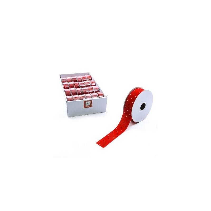 NASTRO TESSUTO cm2,5x2,7mt ROSSO C/BRILLANTINI ORO