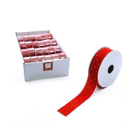 NASTRO TESSUTO cm2,5x2,7mt ROSSO C/BRILLANTINI ORO