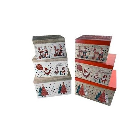 BAULETTO IN LEGNO 30x25x19cm DECORAZIONI NATALIZIE