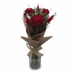 COMPOSIZIONE FIORI SECCHI H.35cm ROSSI
