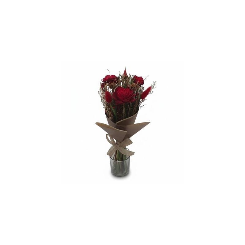 COMPOSIZIONE FIORI SECCHI H.35cm ROSSI