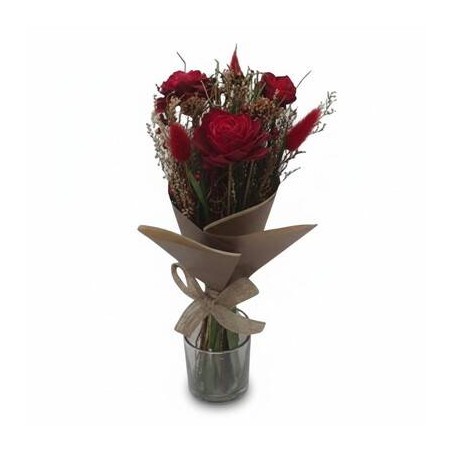 COMPOSIZIONE FIORI SECCHI H.35cm ROSSI