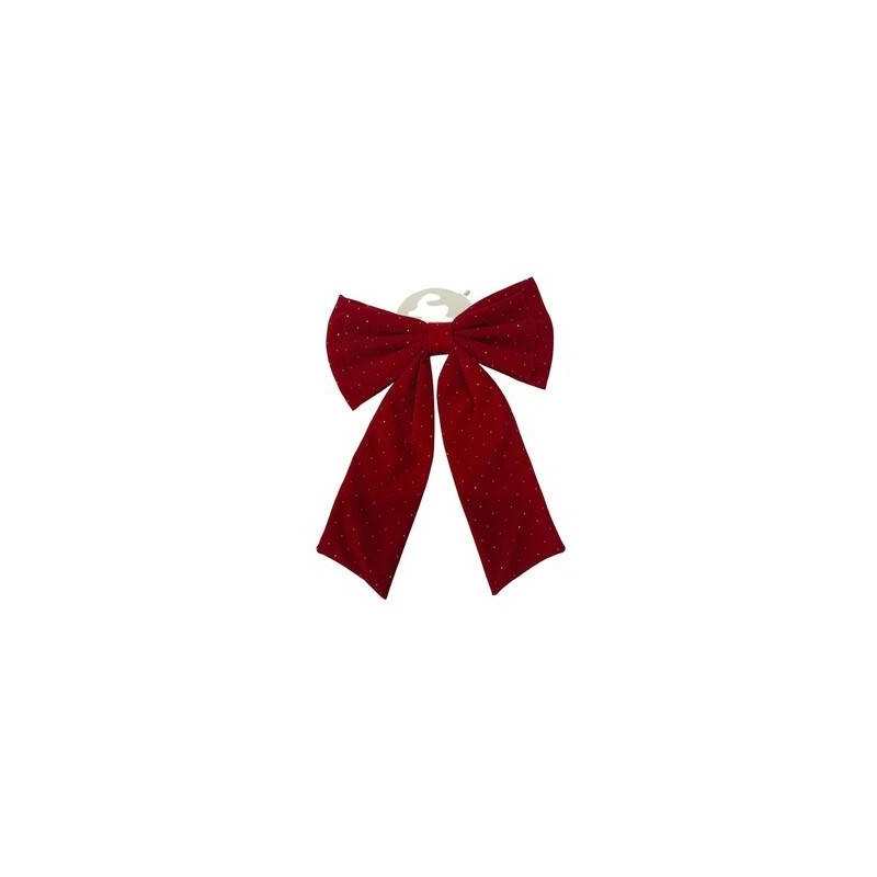 FIOCCO IN VELLUTO 30x3x40cm ROSSO C/BRILLANTINI ORO