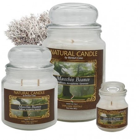 NATURE CANDLE 380gr GIARA 100% CERA VEGETALE MUSCHIO BIANCO
