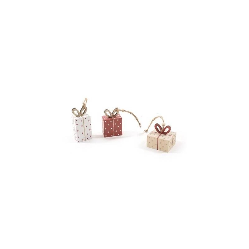 PENDENTE PACCO REGALO IN LEGNO 4x3x9cm ASS.TI 1pz