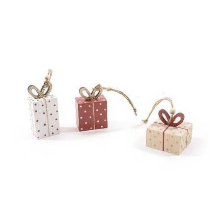 PENDENTE PACCO REGALO IN LEGNO 4x3x9cm ASS.TI 1pz