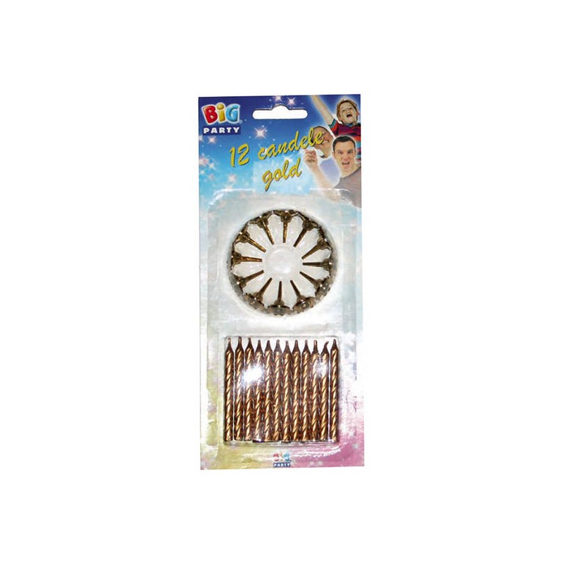 CANDELINE ORO CON SUPPORTO 12pz