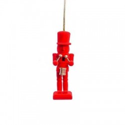 SCHIACCIANOCI C/APPENDINO H.13cm IN LEGNO FLOCCATO ROSSO 1pz