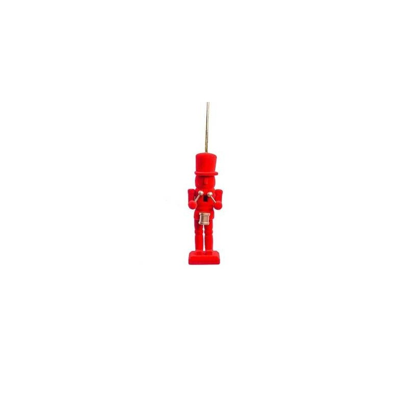 SCHIACCIANOCI C/APPENDINO H.13cm IN LEGNO FLOCCATO ROSSO 1pz