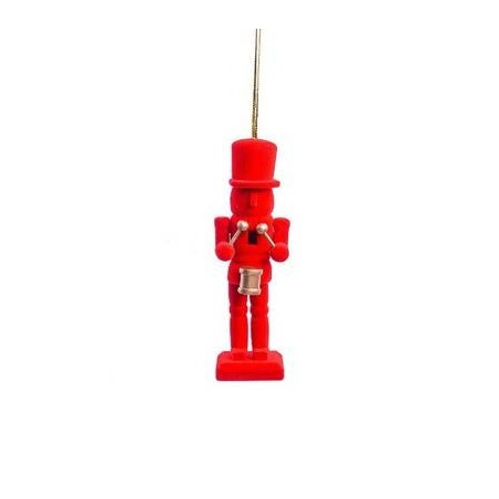 SCHIACCIANOCI C/APPENDINO H.13cm IN LEGNO FLOCCATO ROSSO 1pz