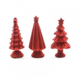 ALBERELLO IN RESINA FLOCCATO H.10cm ROSSO ASS.TI 1pz