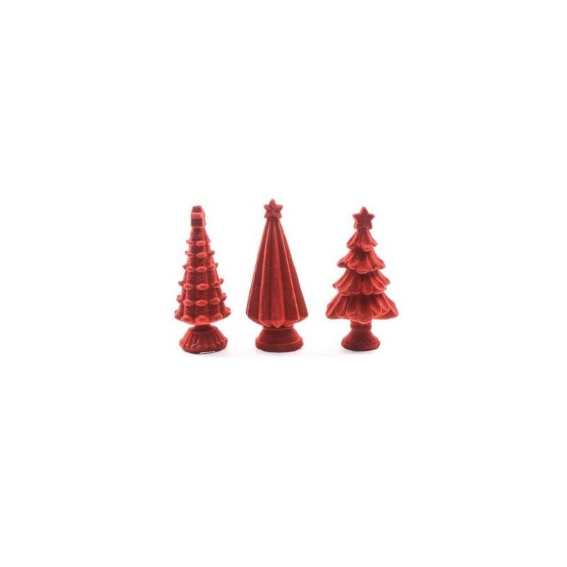 ALBERELLO IN RESINA FLOCCATO H.10cm ROSSO ASS.TI 1pz
