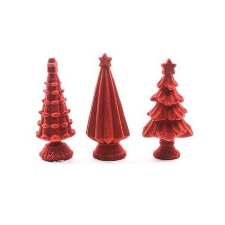 ALBERELLO IN RESINA FLOCCATO H.10cm ROSSO ASS.TI 1pz