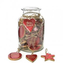 PENDENTE IN LEGNO MERRY CHRISTMAS 7,5x7,5cm 1PEZZO