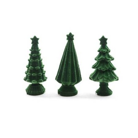 ALBERELLO IN RESINA FLOCCATO H.10cm VERDE SCURO ASS.TI 1pz