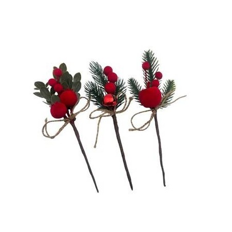PICKS BACCHE FLOCCATE 7x3x19cm ROSSE 1pz