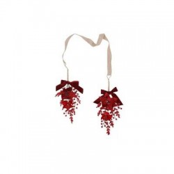 DIETROPORTA DOPPIO LATO C/BACCHE E STELLA NATALE 15x12cm BORDEAUX