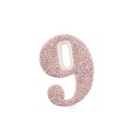 CANDELINA NUMERO 9 GLITTER ROSE GOLD 9,5cm