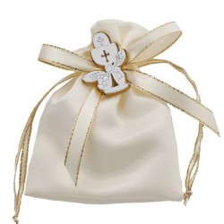 SACCHETTO ECRU 9x12cm C/APPLICAZIONE CALICE 12pz