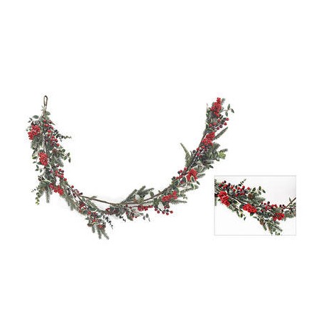 RAMO GHIRLANDA C/BACCHE ROSSE 150cm
