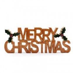 SCRITTA IN LEGNO MERRY CHRISTMAS 14x2,5x35cm
