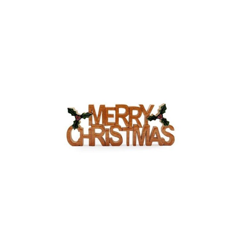 SCRITTA IN LEGNO MERRY CHRISTMAS 14x2,5x35cm