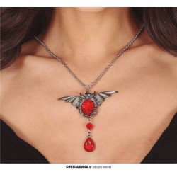 COLLANA PIPISTRELLO CON RUBINO 8cm