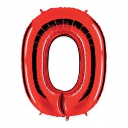 PALLONE NUMERO 0 MYLAR 102cm 40 ROSSO