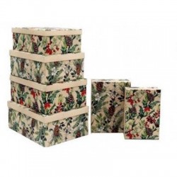 SCATOLA REGALO RETTANGOLARE XMAS BERRIES 32,5x24,5x14cm