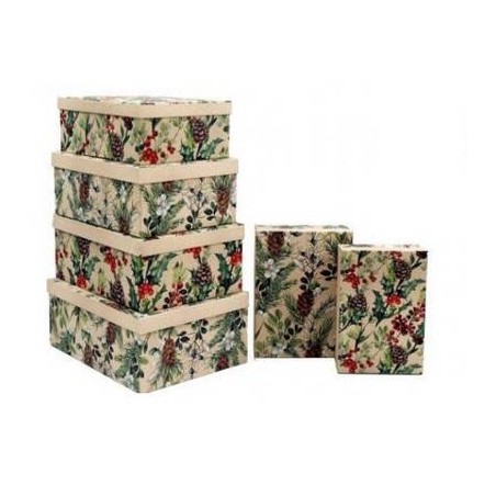 SCATOLA REGALO RETTANGOLARE XMAS BERRIES 32,5x24,5x14cm