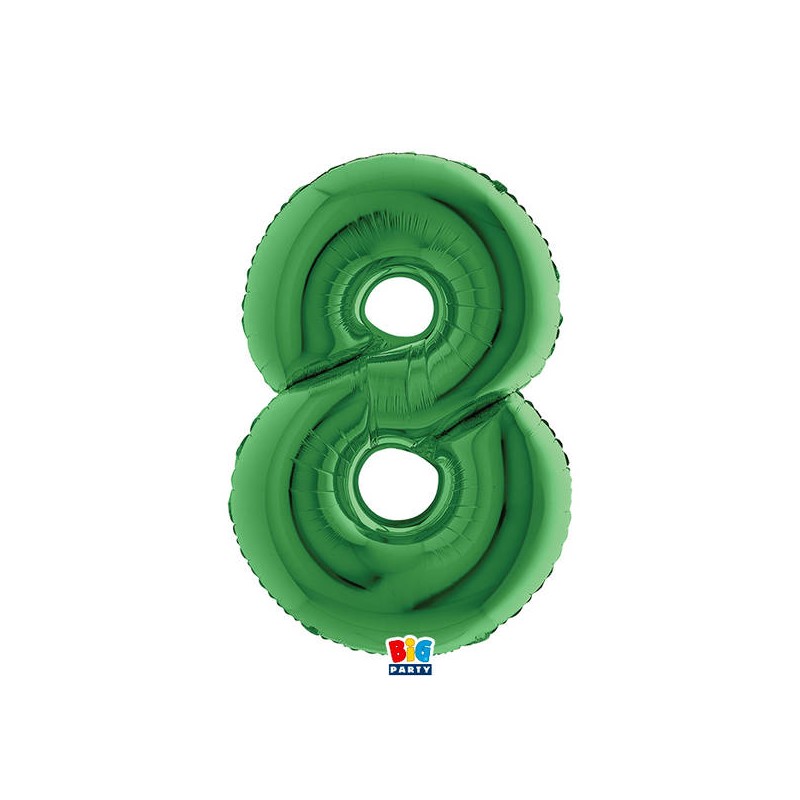 PALLONE NUMERO 8 MYLAR 102cm 40 VERDE
