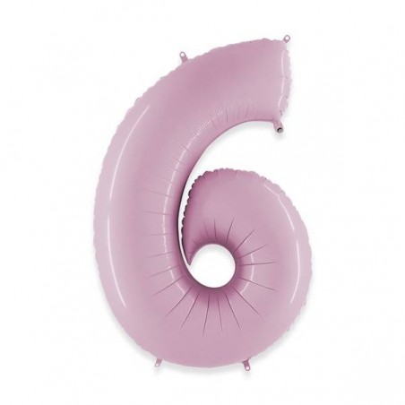 PALLONE NUMERO 6 MYLAR 102cm 40 ROSA