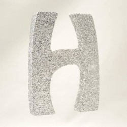 LETTERA POLISTIROLO GLITTER ARGENTO mm120x90 H