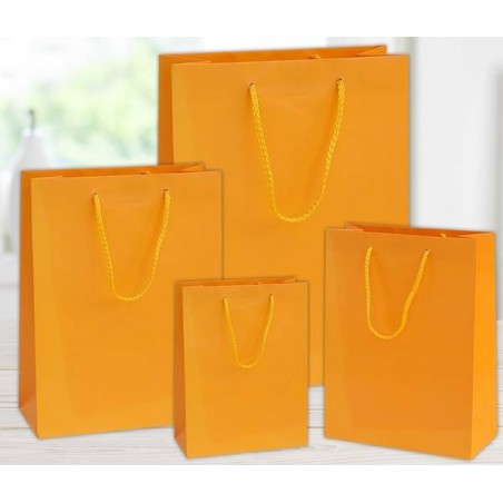 SHOPPER IN CARTA PLASTIFICATA OPACA 10x6,5x12cm ARANCIONE