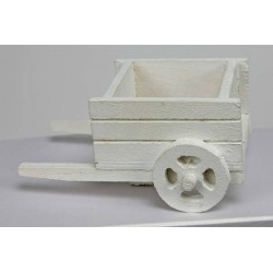 CARRETTO LEGNO 11x7x5,5cm BIANCO