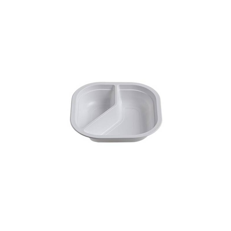 PIATTO PP 2SCOMPARTI 18x18x3,5cm 14gr BIANCO 50pz
