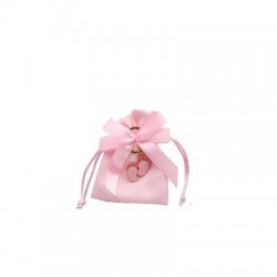 SACCHETTO ROSA 9x12cm PORTACHIAVI PIEDE GIRL 12pz